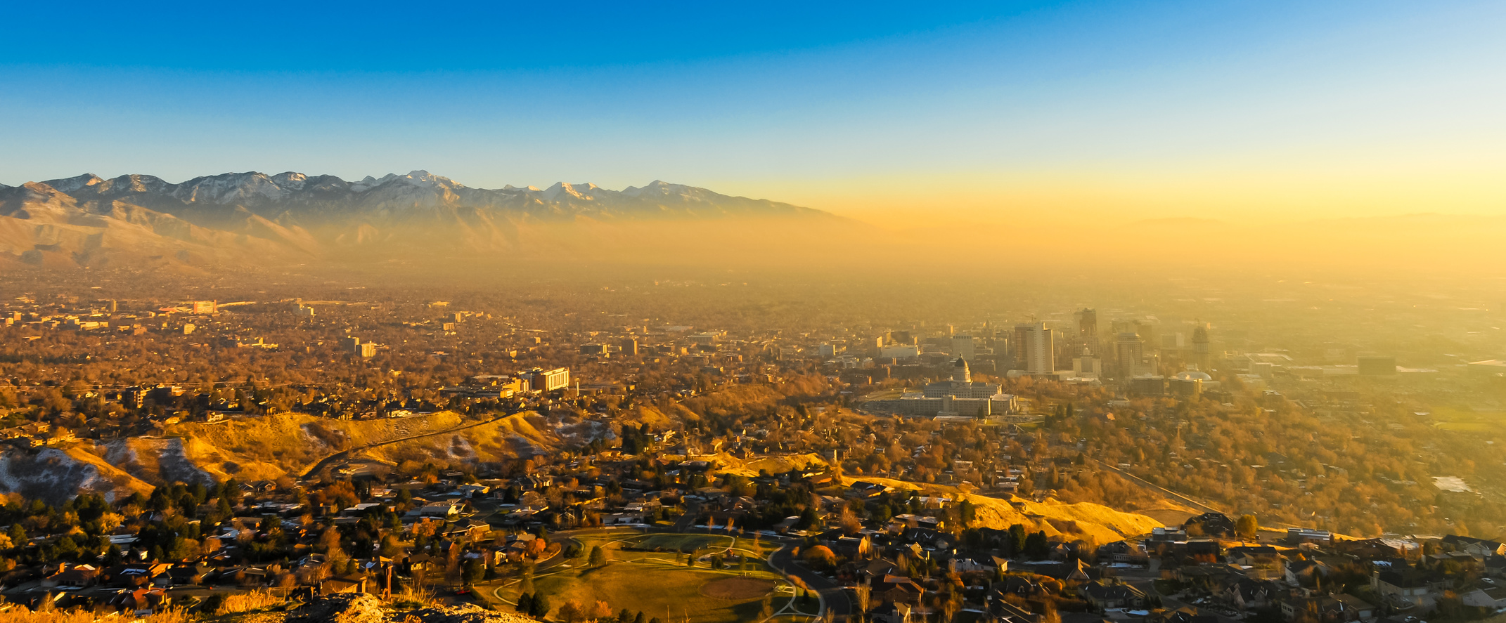 A view of the smog in salt lake city utah